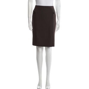 Valentino Virgin Wool Knee-Length Pencil Skirt Brown Size Medium M